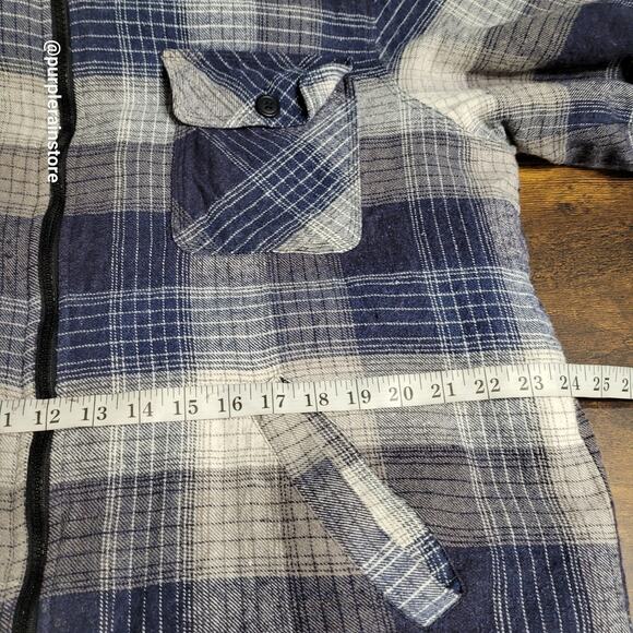 Vtg IC Mist Flannel Plaid Sherpa Shacket Jacket L Zip Front - Picture 7 of 11